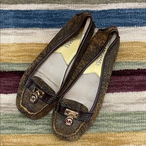 Michael Kors Leopard Print Flats with Brown Accents